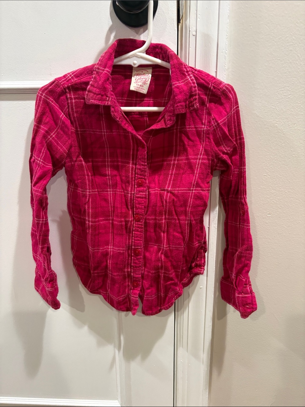 Faded Glory Hot Pink Plaid Button-Down Shirt